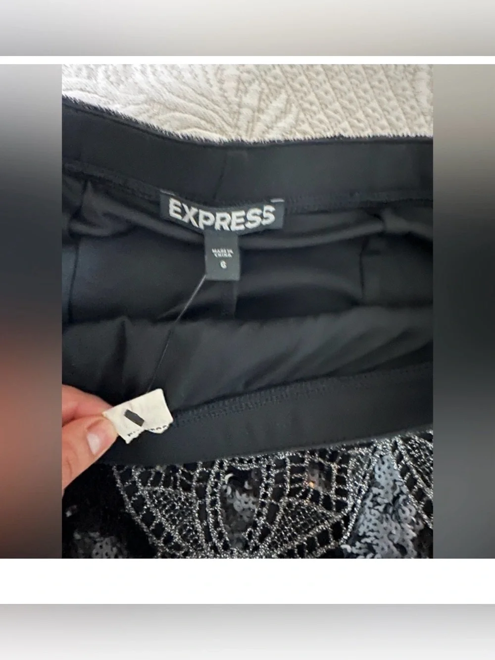 Express Black Beaded 2 piece set, night out, y2k brand new ✨ sequins grey shine - Picture 6 of 6